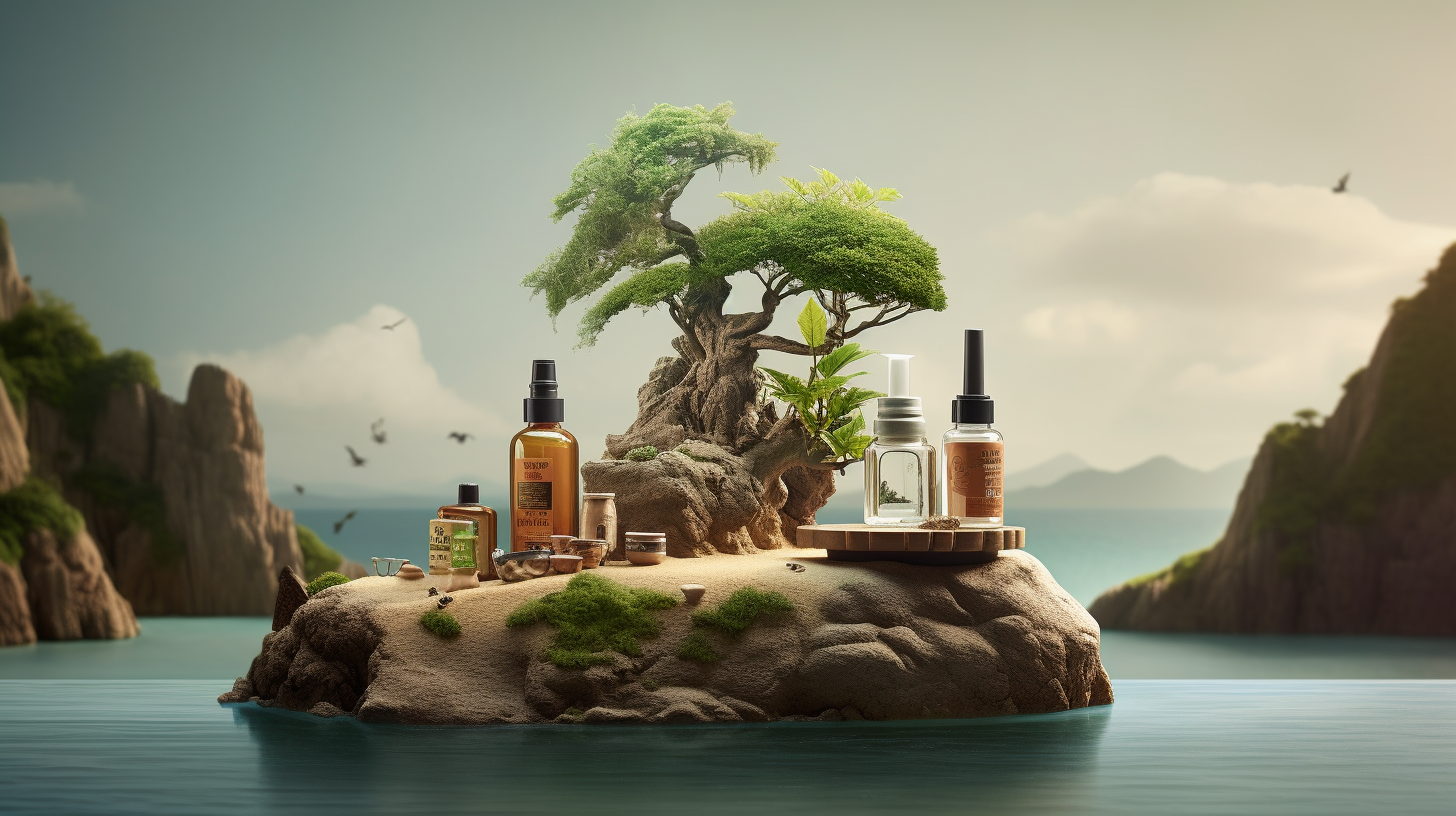 Gamme de produits The Face Shop affichée avec ingrédients naturels, symbolisant la pureté et l'efficacité des soins de beauté coréens pour tous types de peau.