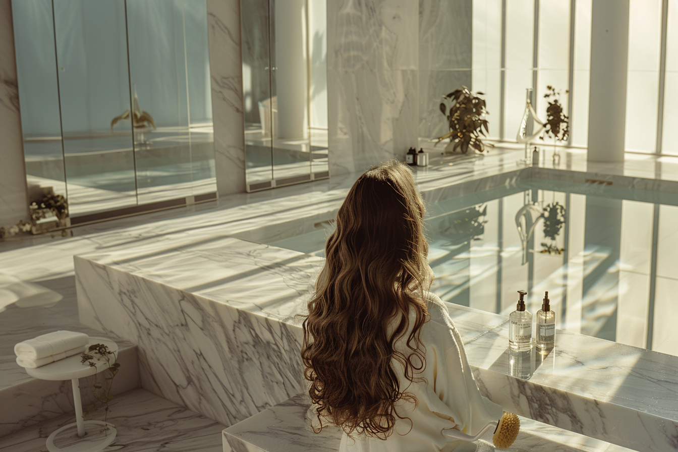 Avant et après traitement capillaire coréen et japonais, cheveux brillants et revitalisés.