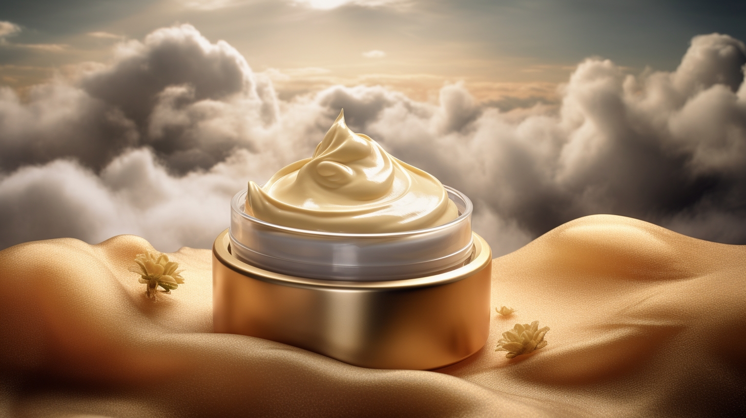 Pot de crème visage hydratante sur fond neutre, enrichie en vitamines pour tous types de peau.