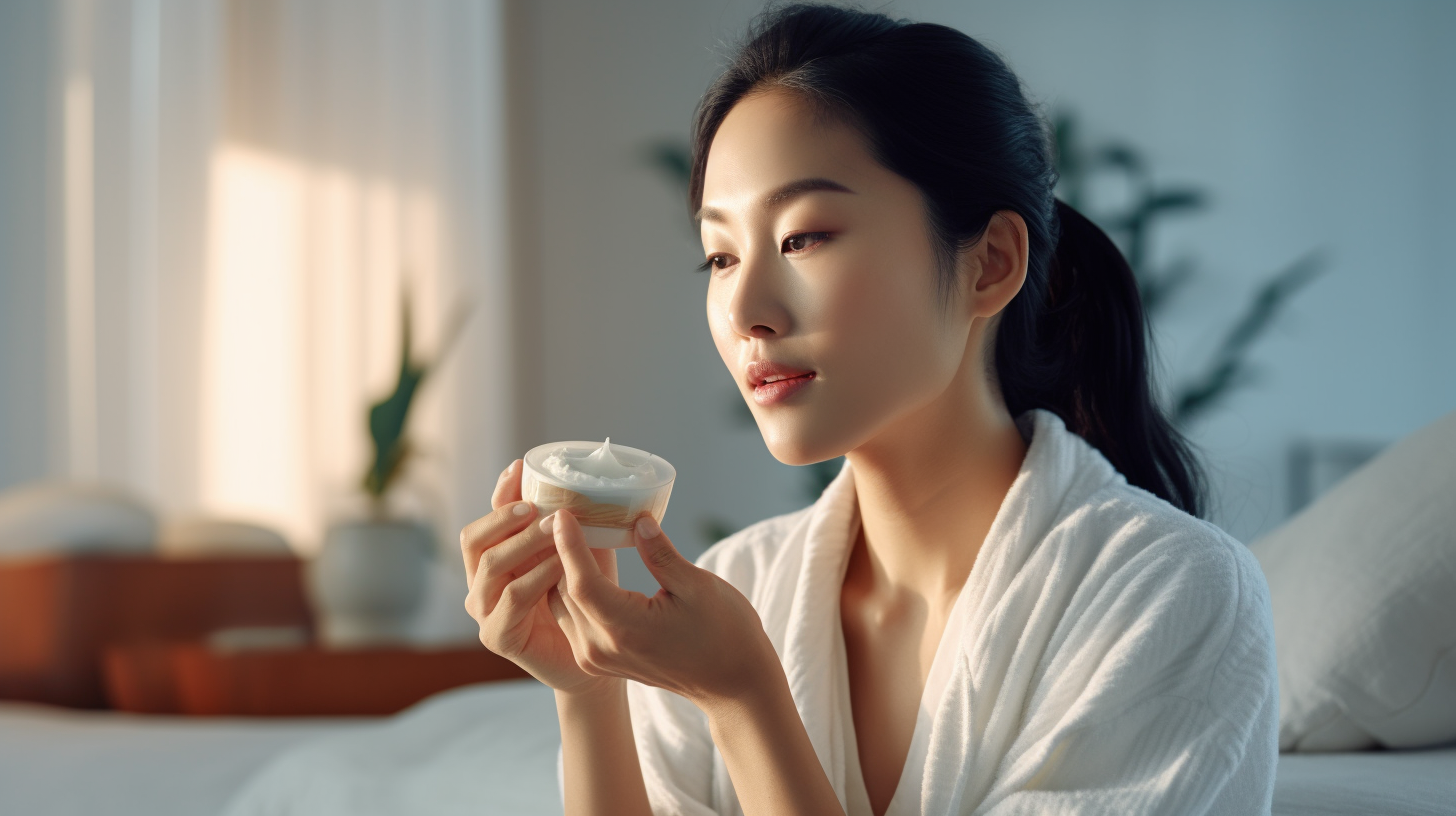 Assortiment de crèmes hydratantes et lotions corporelles bio de NomDeLaMarque sur fond naturel