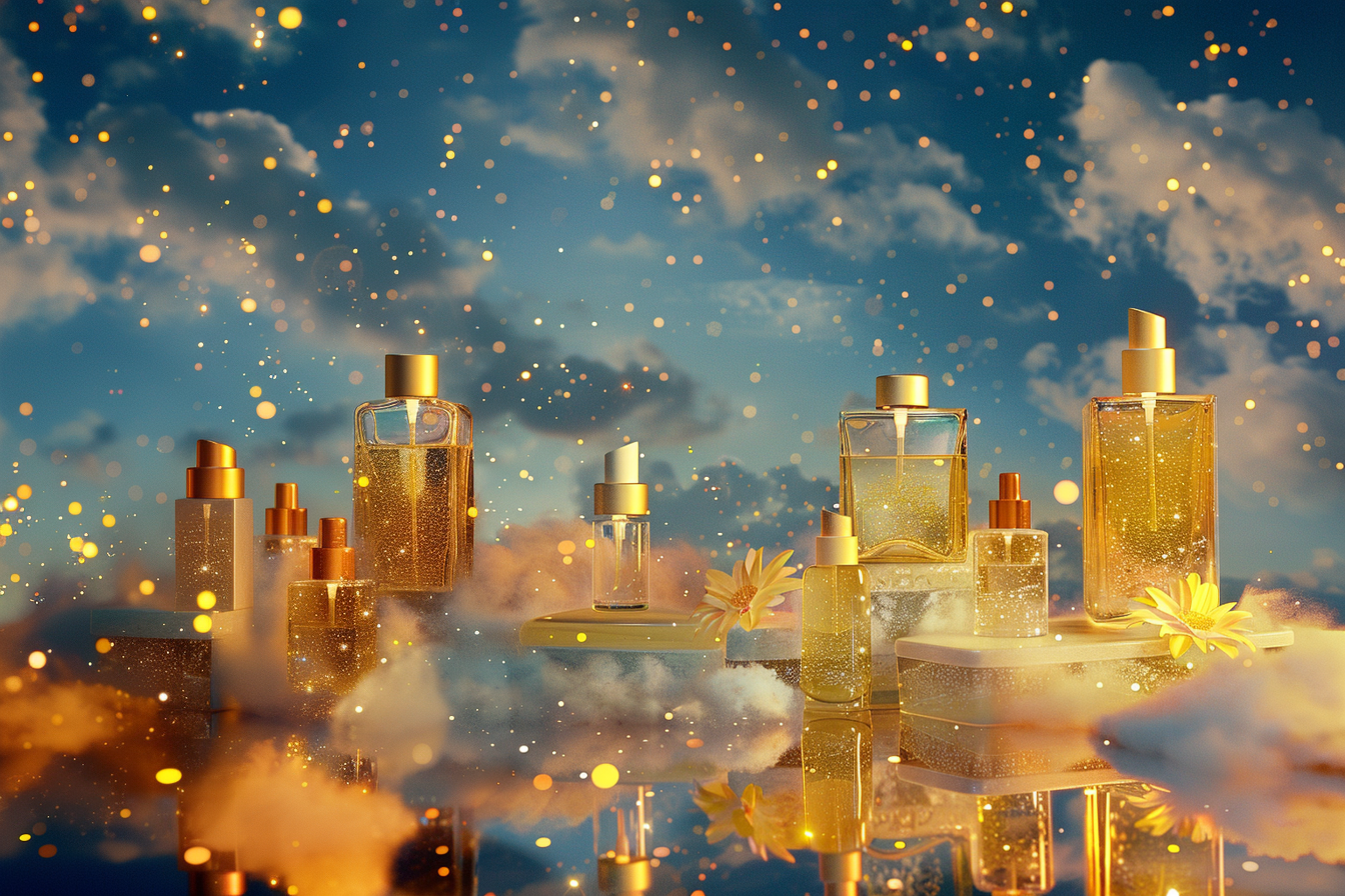 Flacon d'huile nettoyante naturelle sur fond épuré pour peau éclatante.